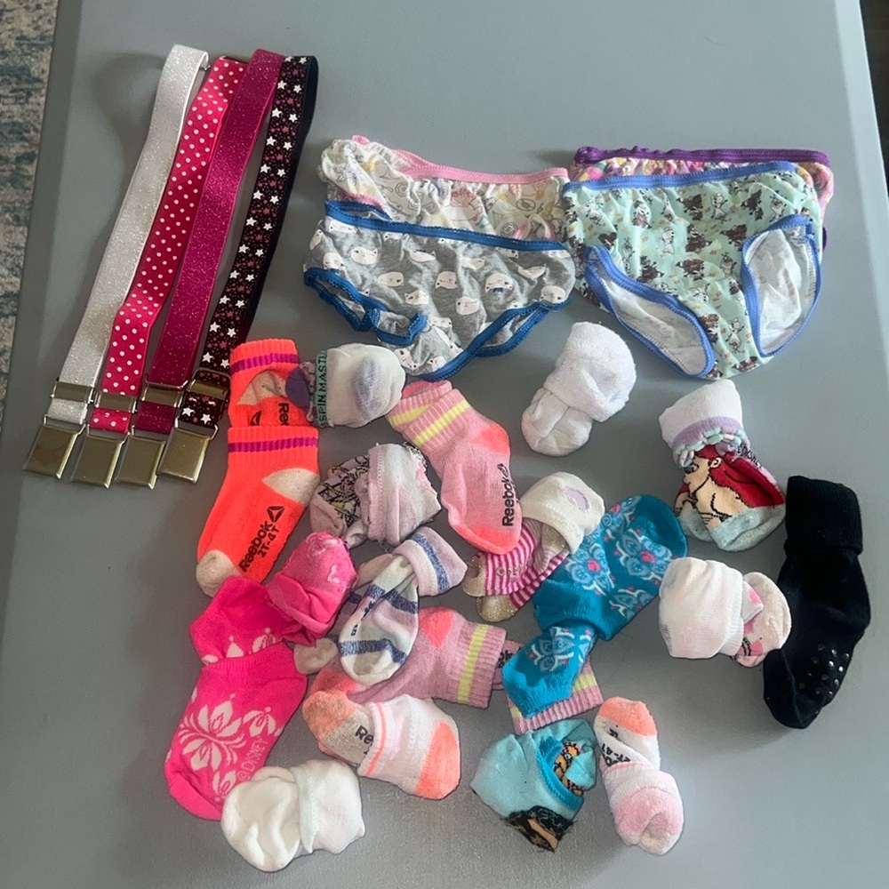 Girls 2T-4T Belts, Socks , Underwear Bundle